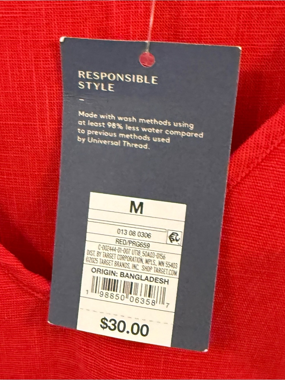 Universal Threads NWT Red V-Neck Mini Dress Drop Waist - Sz M - Picture 7 of 7